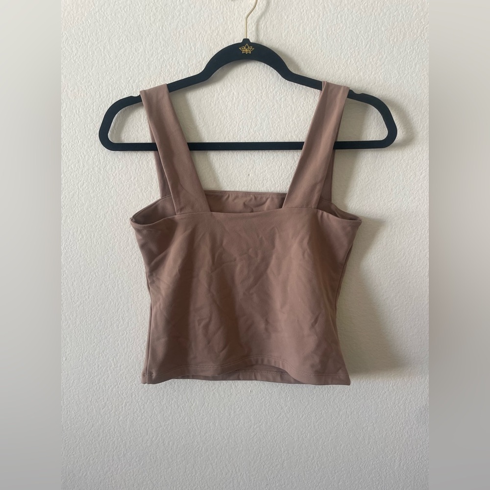 Abercrombie & fitch tan square neck soft collection cropped tank top - Picture 3 of 3